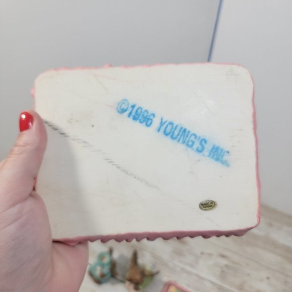 1996 Youngins Teddy Bear Picnic Miniatures Set 6pc Ceramic Ceramic Pastel Colors - Picture 8 of 11